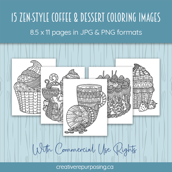 15 zenstyle coffee and dessert coloring images 600